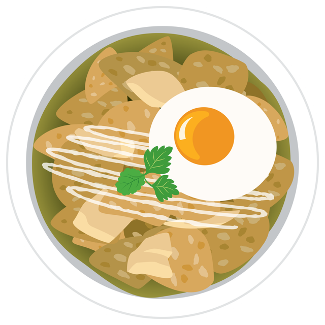 Ilustración de chilaquiles con huevo estrellado